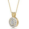 Guili Rhodium Plated Sterling Silver Round Bezel Pendant with Sparkling Cubic Zirconia for a Dazzling Look, Perfect for Day and Night Wear - 2 of 4