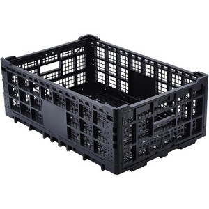 Black Collapsible Plastic Milk Crate - Foldable Storage Box - 1 of 4