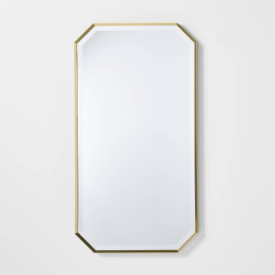 16"x30" Geometric Aluminum Metal Wall Mirror Brass - Threshold™ designed with Studio McGee: Octagonal, No Assembly, Wall Mount