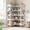 Corner Bookshelf  5 Tier Convertible Corner Book Shelf Modern Industrial Bookcase & 4 Hooks - 4 of 4