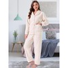 INSPIRE CHIC Women's Fleece Fluffy Plush Winter Button Down Tops with Pants Warm Pajama Sets - 3 of 4