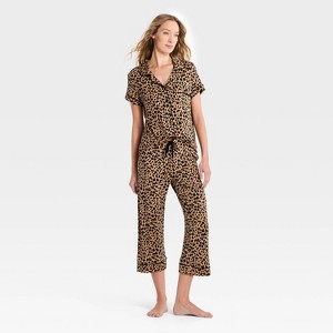 Women's Cloud Knit Short Sleeve Notch Collar Top and Cropped Pants
