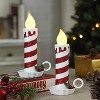 Mr. Christmas 9.5" Set of 2 Flickering LED Resin Glittery Striped Candles - Red & White - 2 of 3