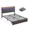 DOMETOUR Queen Bed Frame, Storage Headboard with Charging Station, Solid and Stable, Noise Free, No Box Spring Needed, Easy Assembly - 3 of 4