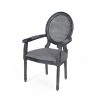Christopher Knight Home Judith French Country Upholstered Wood Dining Chairs with Cane Backrest (Set of 2), Gray - 4 of 4