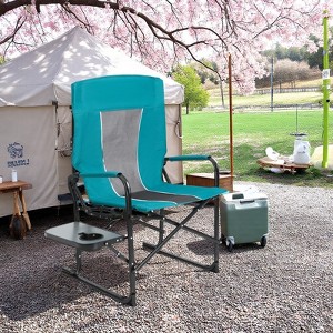 FURNIinspire Outdoor Portable Chairs Camping Chair Directors Chair, Oversized Portable Folding Chair With Side Table, Blue, 27.56"*24.41"*43.31" - 1 of 4