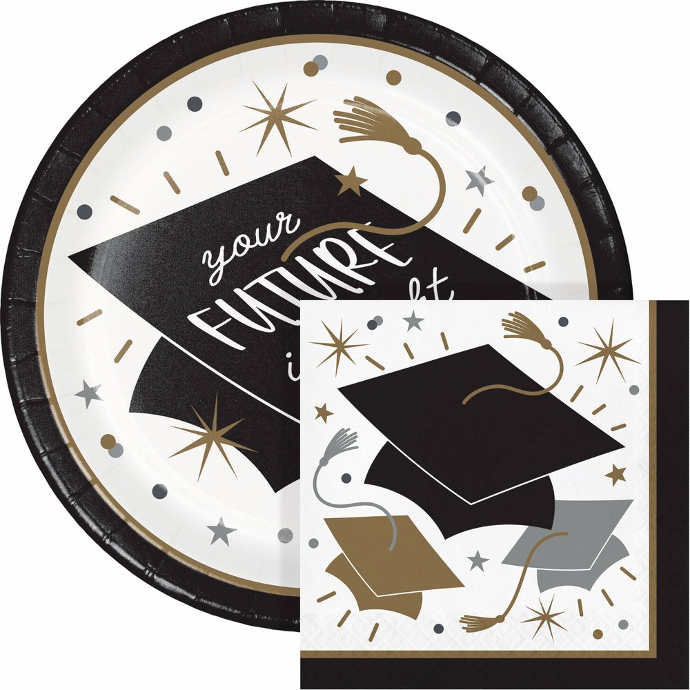 Creative Converting Glowing Graduate Paper Plate and Napkin Kit 16ct