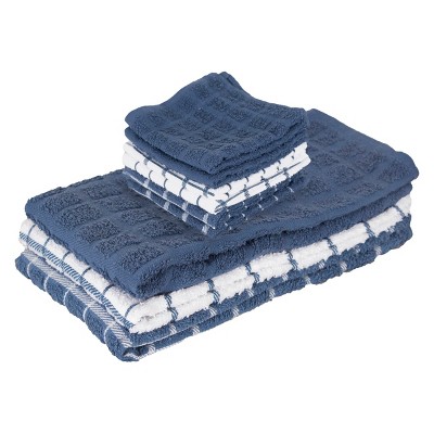 John Ritzenthaler Co. Ritz 3-Pack Terry Check Kitchen Towel Set and 6-Pack Terry Check Dish Cloth Set
