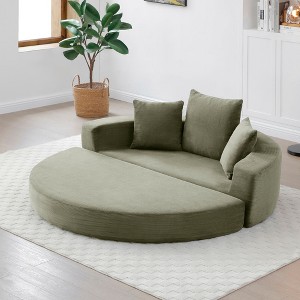 Okak Corduroy Lounge Convertible Floor Sofa Bed with Pillows,Round Futon Couch Sleeper Sofa for Living Room,Bedroom - 1 of 4