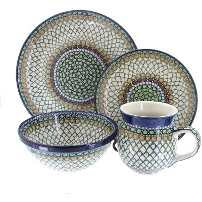 Blue Rose Polish Pottery Tranquility 16 Piece Dinner Set