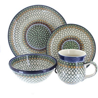 Blue Rose Polish Pottery Tranquility 16 Piece Dinner Set