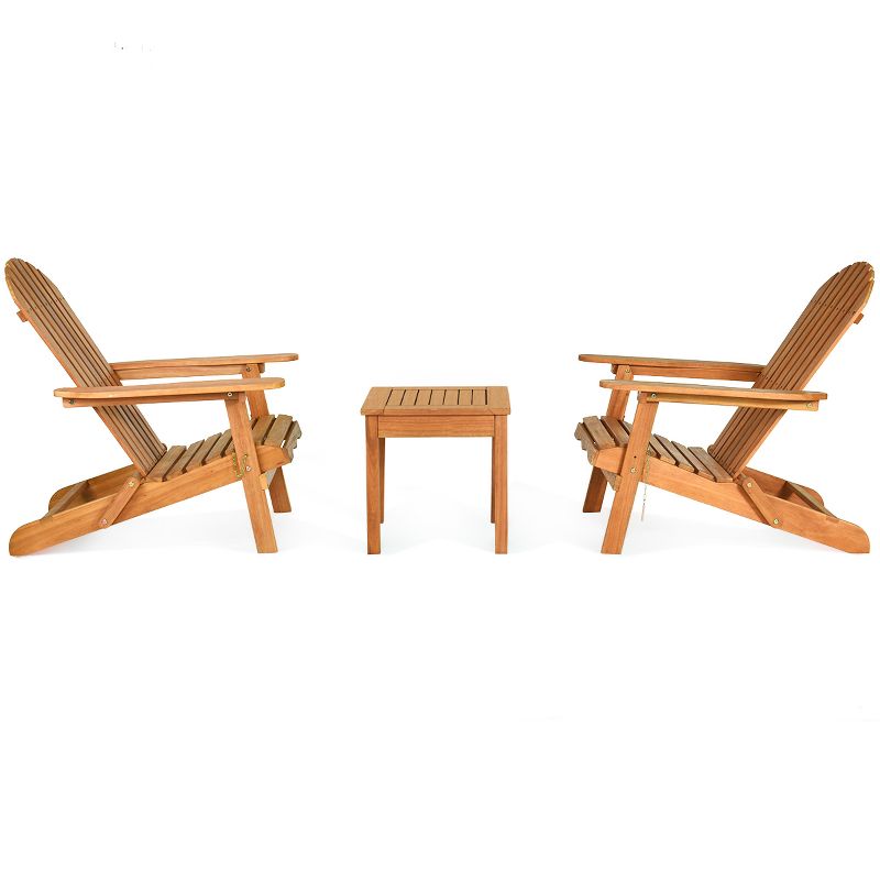 Tangkula Outdoor 3 Pieces Adirondack Chair Patio Furniture Set Eucalyptus Wood, 5 of 6
