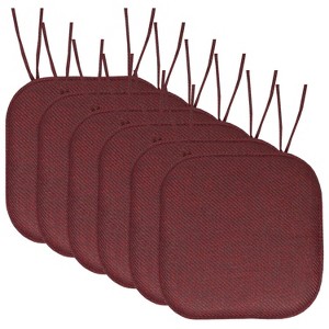 Herringbone Stitch Memory Foam Non-Slip 16" x 16" Chair Cushion Pad with Ties by Sweet Home Collection® - 1 of 4