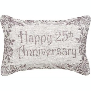 Manual Woodworkers and Weavers Happy 25th Anniversary Decorative Pillow, 12.5" x 8.5" Rectangular Throw Cushion - 1 of 3