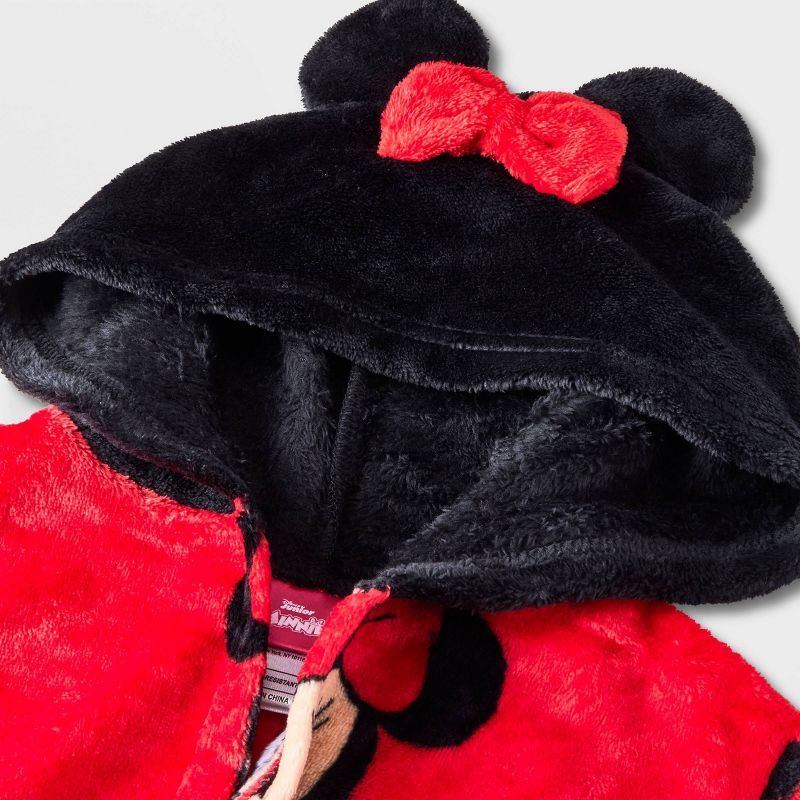 Toddler Girls&#39; Minnie Mouse Cosplay Hooded Robe - Red, 3 of 5
