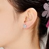 Guili Floral Radiance Rhodium Plated Sterling Silver Earrings with Cubic Zirconia arranged in flower shape for a soft sparkling statement - 3 of 4