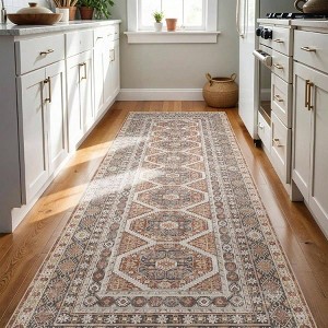 3x8 Runner Rug Kitchen Washable Indoor Hallway Runners with Non Slip Backing Floor Entryway Door Low Pile Carpet Bedroom - 1 of 4