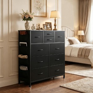 10 drawer dresser black American Woodcrafters Heirloom Collection 10-Drawer Triple Dresser in Black  with Rub Through Highlights 2900-210
