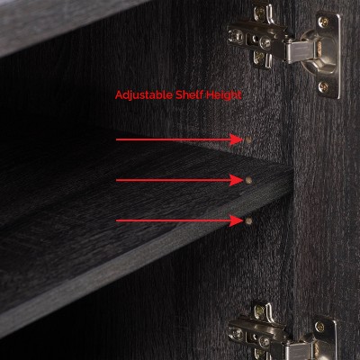 Hollywood Dark Gray Engineered Wood TV Cabinet with Doors for TVs up to 85"