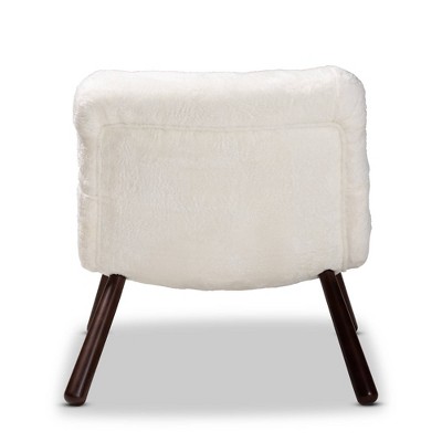 Eisa White Sherpa Upholstered Wood Accent Chair