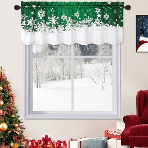 COZONY Christmas Shower Curtain - Red Floral Snowflake Fabric Curtain, Water Resistant Machine Washable Bathroom Holiday Decor - 1 of 4