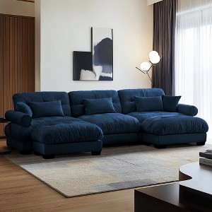 Christopher Knight Home Clare Modular Oversized Button Tufted Velvet Sectional Sofa with Movable Ottomans - 1 of 4