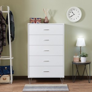 Royal Hampton Style Wooden Chest with Five Drawers, White - 1 of 1