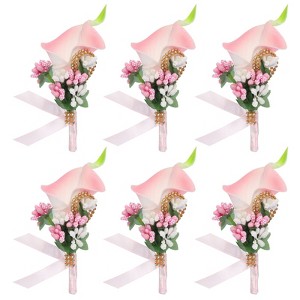 Unique Bargains Formal Dinner Party Wedding Groom Lily Boutonnieres Pins 6 Pcs - 1 of 3