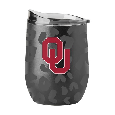 NCAA Oklahoma Sooners 16oz Black Leopard Stainless Steel Wine Tumbler