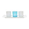 HomeRoots Set of Three Blue And White Snowflake Glass Christmas Tabletop Candle Holders - 4 of 4