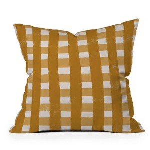 20"x20" Deny Designs Menina Lisboa Checkers Square Outdoor Throw Pillow Yellow - 1 of 4