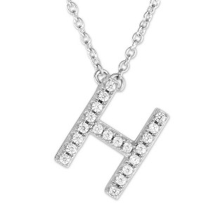 Bella Silver Sterling Silver Micro Pave  Initial 18" Pendant Necklace - 1 of 2