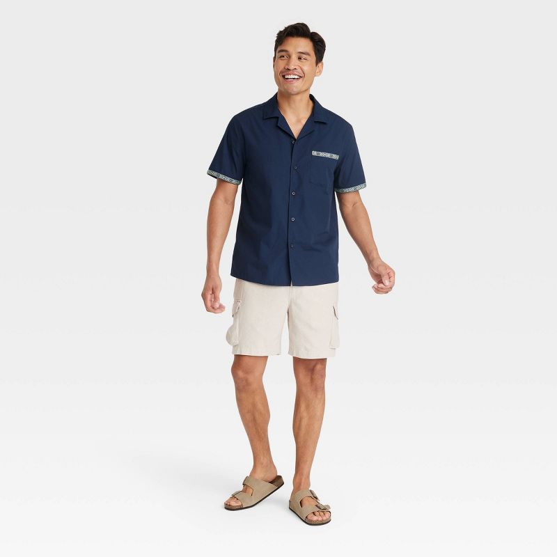 Men&#39;s Short Sleeve Trim Button-Down Shirt - Goodfellow &#38; Co&#8482; Navy Blue, 3 of 4