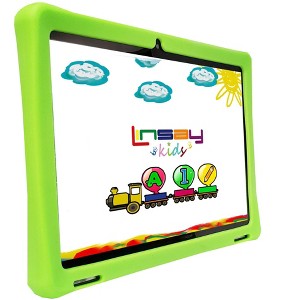 LINSAY 10.1"Octa Core 128GB Storage Android 15 Tablet with Yellow Kids Defender Case - 1 of 4