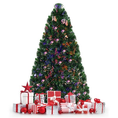 Costway Pre-Lit Fiber Optic Artificial PVC Christmas Tree Metal 5Ft