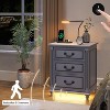 Vlsrka Farmhouse Nightstand with Hidden Compartment, 3 Drawers, LED Light, Motion Sensor & Charging Station - 3 of 4