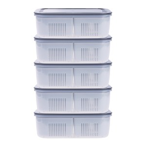 REGALWOVEN Leakproof Plastic Meal Prep Airtight Food Storage Containers 5 Packs 8"x 5.9"x 2.6" - 1 of 4