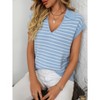 Women's V-Neck Sleeveless Knit Top Striped Collared Sweater for Casual Style - 2 of 4