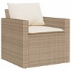 vidaXL 6 Piece Patio Sofa Set with Cushions Table and Modular Sofas Poly Rattan - Beige and Cream Glass - 4 of 4