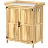 Outsunny Outdoor Garden Shed, Wooden Backyard Shed with Metal Tabletop, Shelf and 2 Doors for Patio, Lawn - 4 of 4