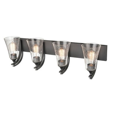 Satin Nickel 4-Light Vanity Fixture with Glass Shades