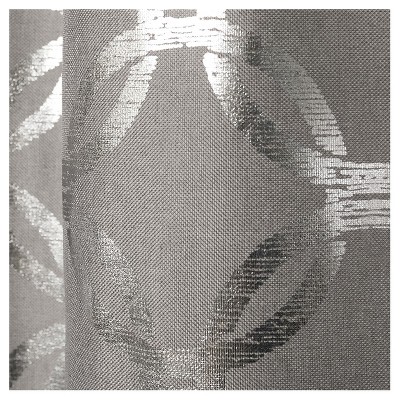 Set of 2 108"x54" Modo Metallic Geometric Grommet Top Window Curtain Panel Black Pearl - Exclusive Home: Light Filtering Drapes
