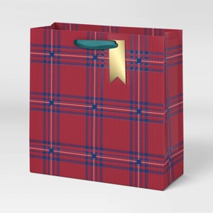 Christmas Legacy Luxe Gift Bag Large Square Red Plaid - Wondershop™ - 1 of 3
