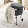 StorageBud Round Ottoman with Storage, Textured Velvet Storage Ottoman, Modern Foot Stool for Living Room and Bedroom - 2 of 4