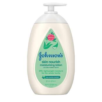 Johnson's Skin Nourish Moisturizing Baby Body Lotion, Aloe Scent & Vitamin E, Gentle & Lightweight -16.9 fl oz