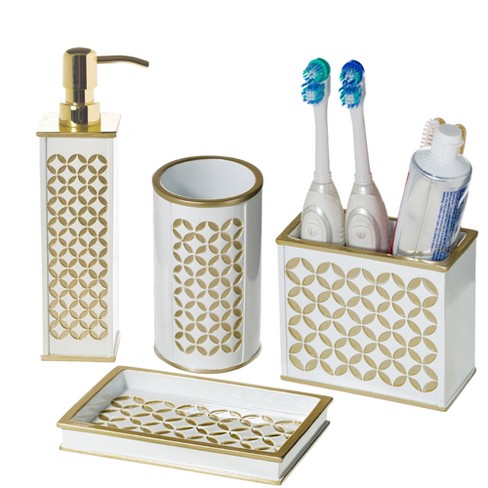 Creative Scents Silver Mosaic 6 Piece Bathroom Accessories Set