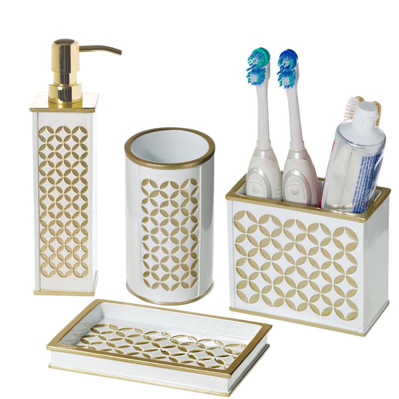 Creative Scents Diamond Lattice White Bathroom Accessories Set, 1 of 5