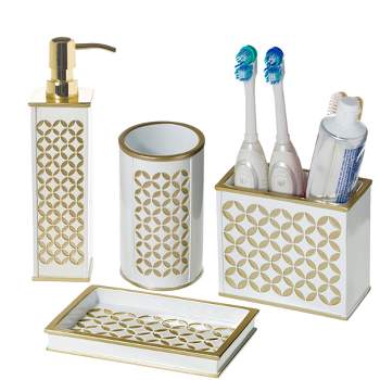 Creative Scents Diamond Lattice White Bathroom Accessories Set