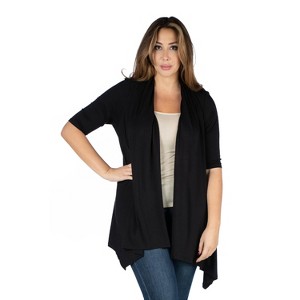24seven Comfort Apparel Women's Plus Elbow Length Open Cardigan - 1 of 3