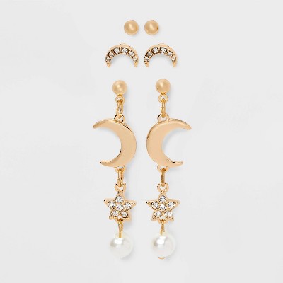 Celestial Droplet Earring Set 3pc - Wild Fable™ Gold